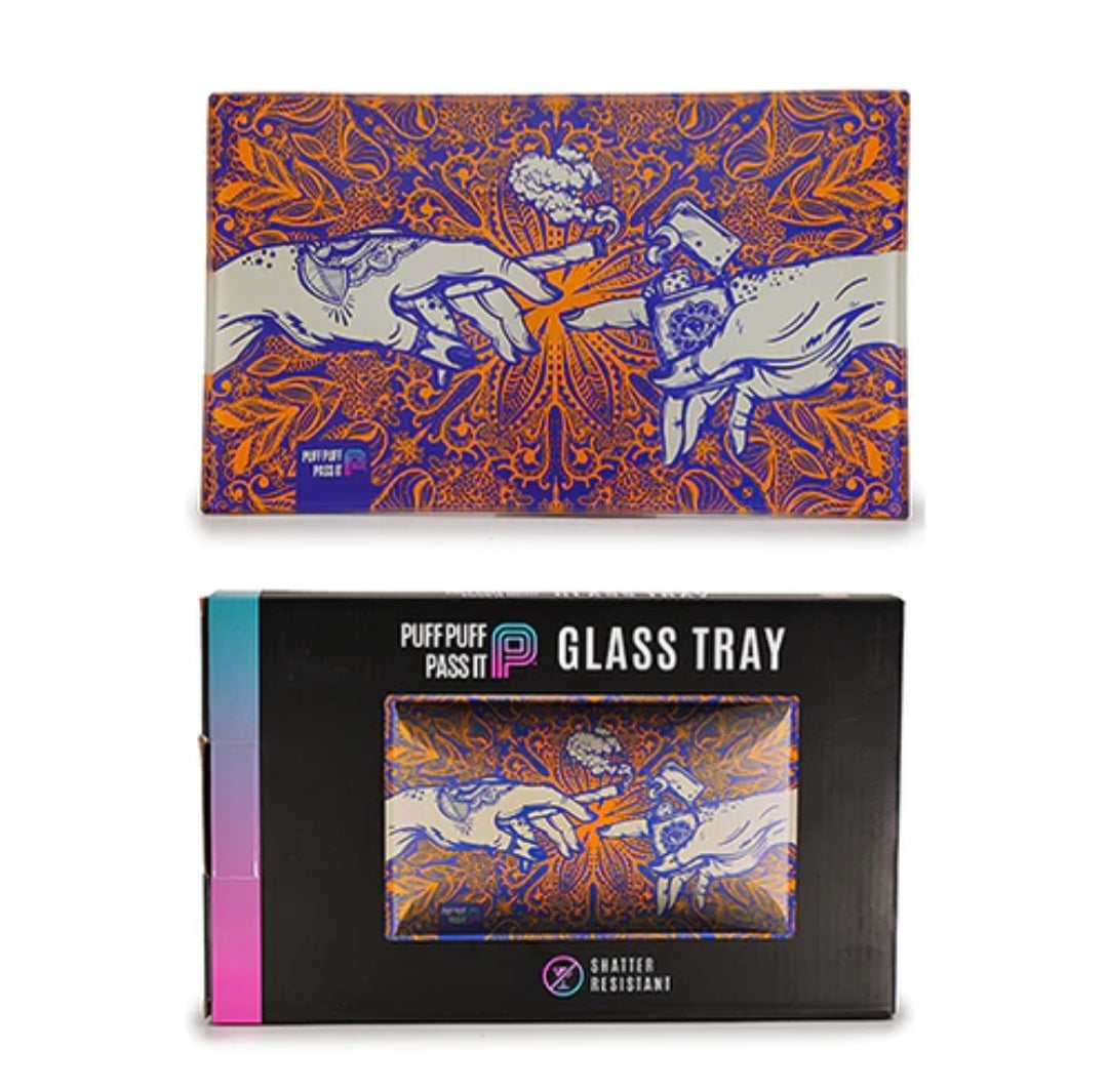 Puff n pass glass rolling tray orange