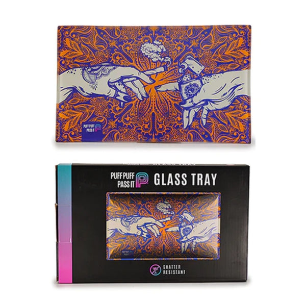 Puff n pass glass rolling tray orange